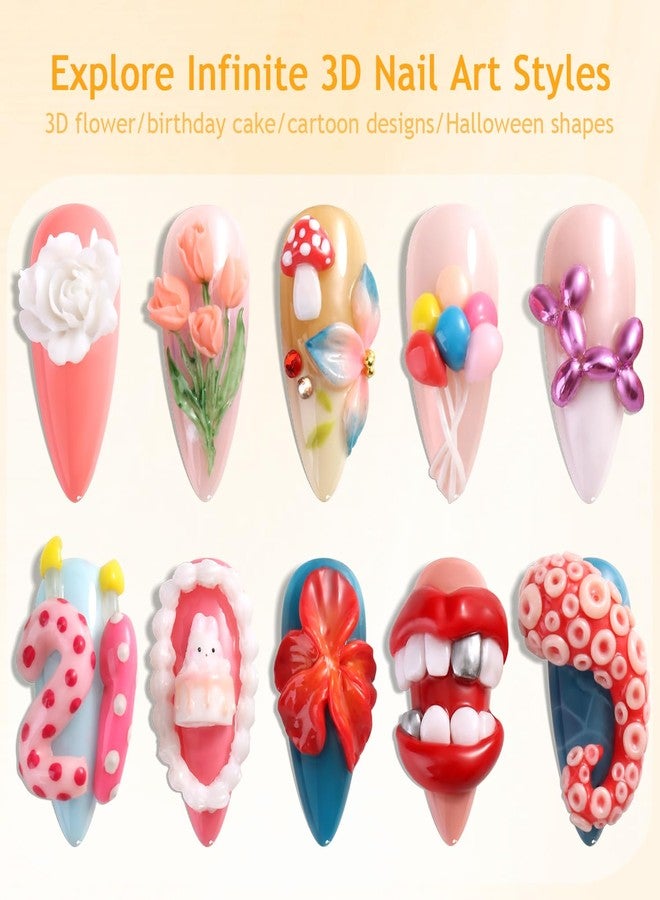 Furtherpretty Colored Sculpting Gel for Nail Art, 6 Colors Nail Clay for 3D Art, Non-Sticky Hard Solid Builder Gel with Silicone Carving Pen, Nail Molding Kit for Home Manicure & Professional Salon - Image 4